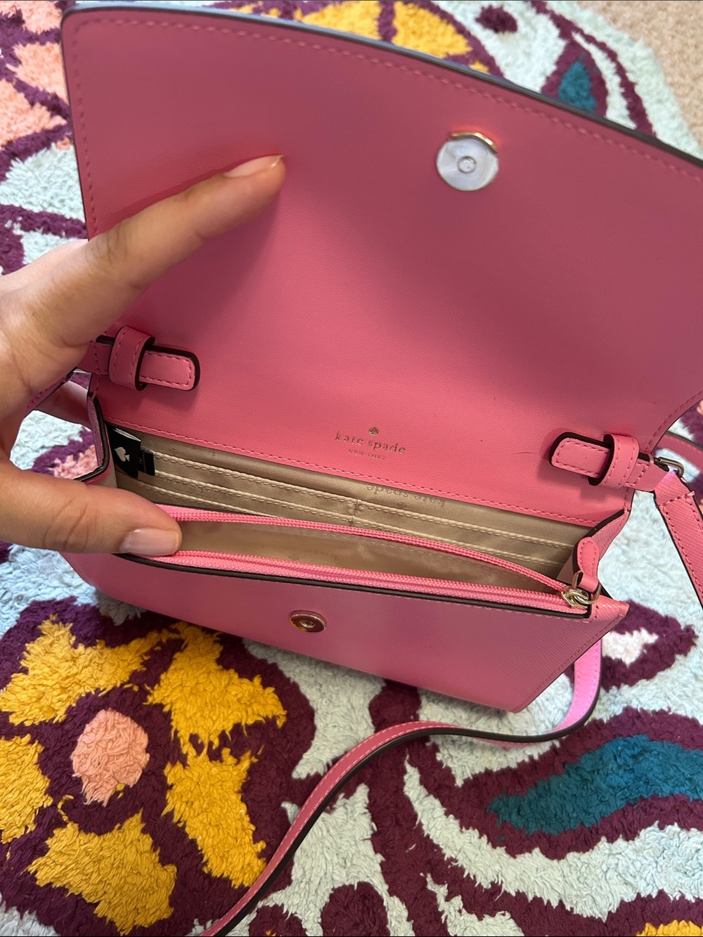 kate spade Pink Leather Crossbody Bag with Gold Logo - Picture 2 of 3
